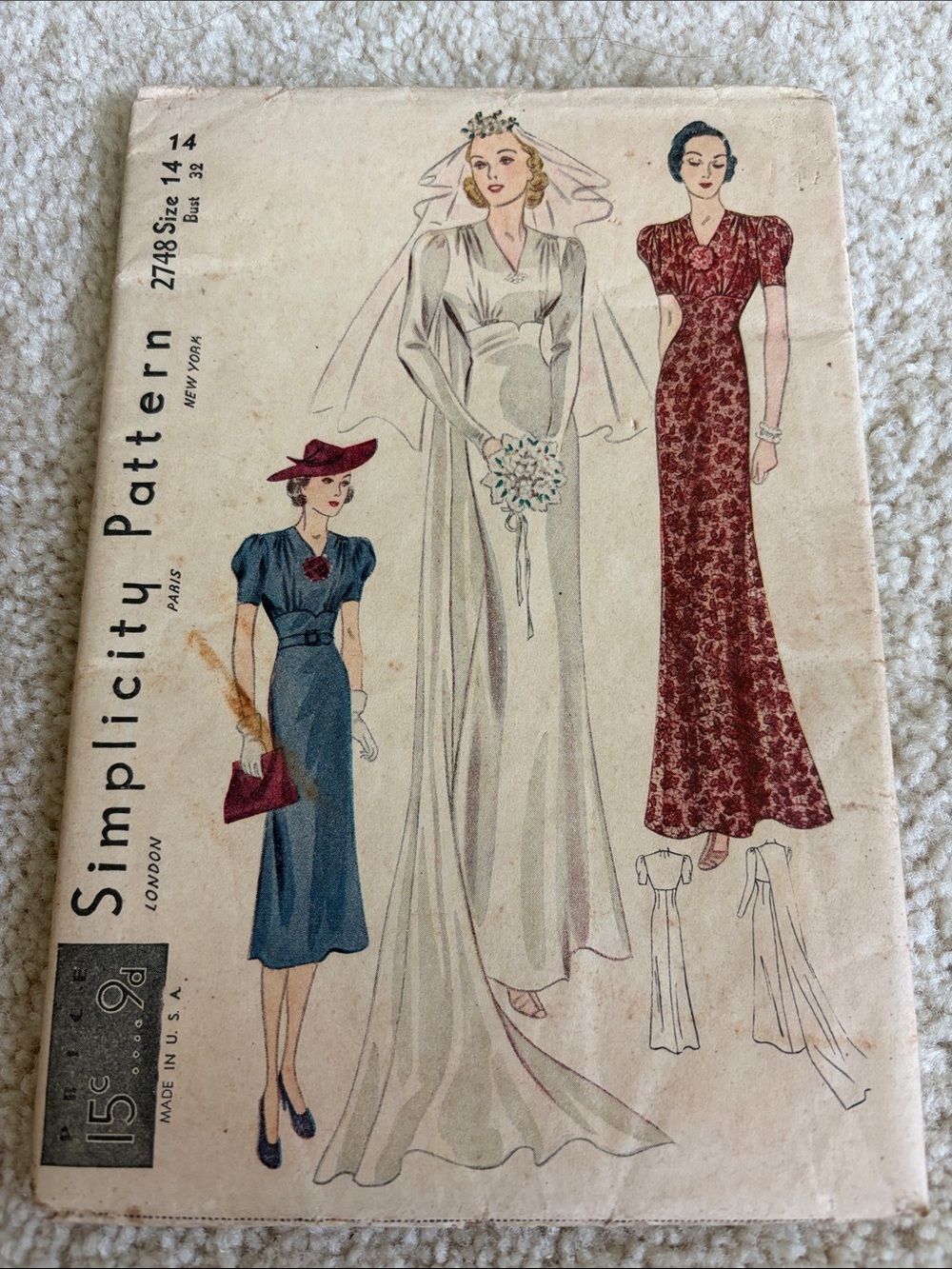 Simplicity vintage wedding or formal Dress Pattern